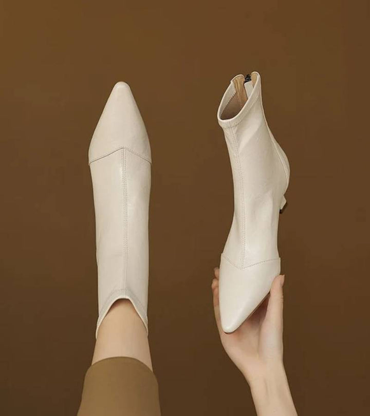 Sanduni - Botines de Cuero Con Tacón Medio