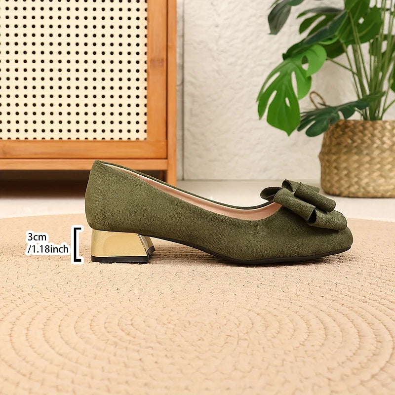 Silvie - Elegantes Zapatos de Tacón Bajo Con Lazo