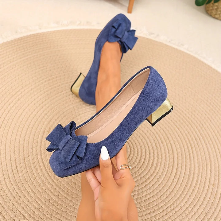 Silvie - Elegantes Zapatos de Tacón Bajo Con Lazo