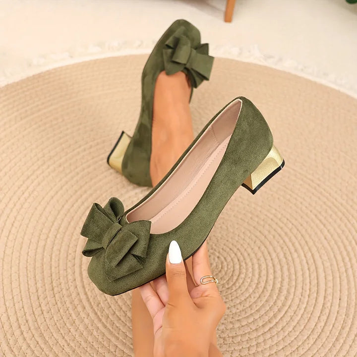 Silvie - Elegantes Zapatos de Tacón Bajo Con Lazo