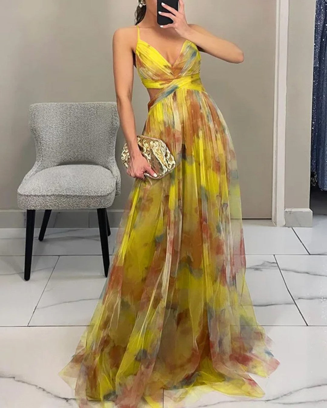 Dinushi - Vestido largo Floral Elegante