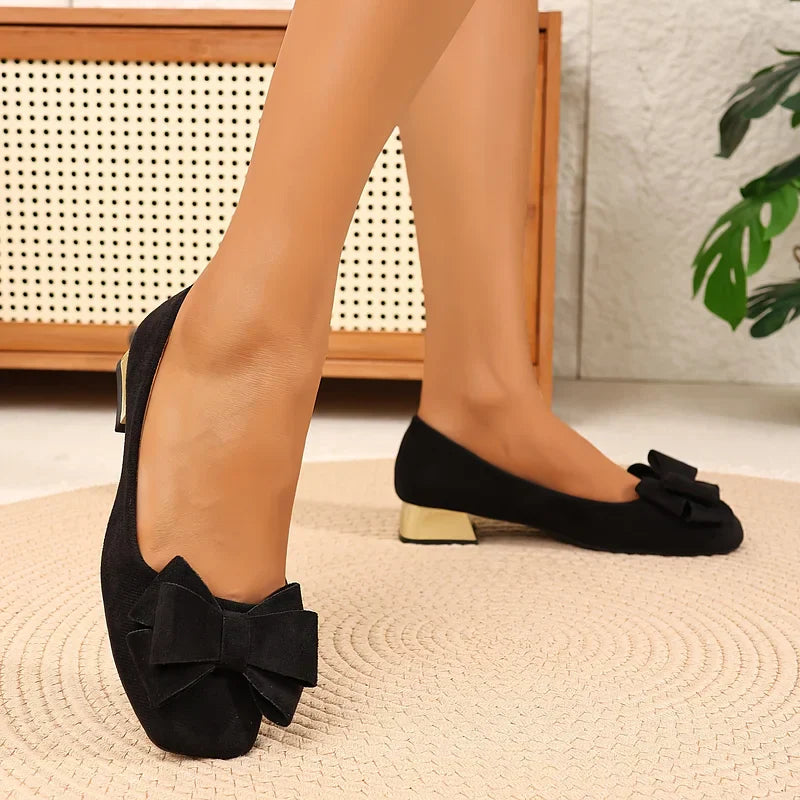 Silvie - Elegantes Zapatos de Tacón Bajo Con Lazo