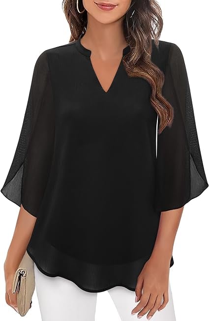 Styliani - Blusa De Gasa Con Cuello En V