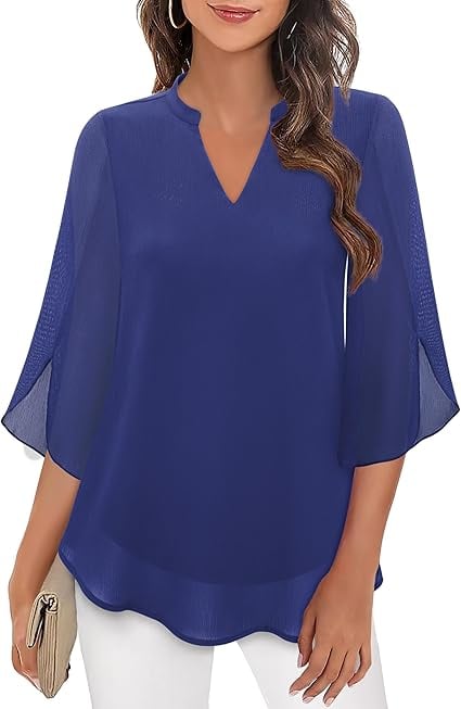 Styliani - Blusa De Gasa Con Cuello En V