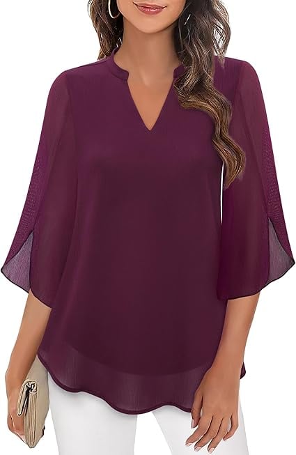 Styliani - Blusa De Gasa Con Cuello En V
