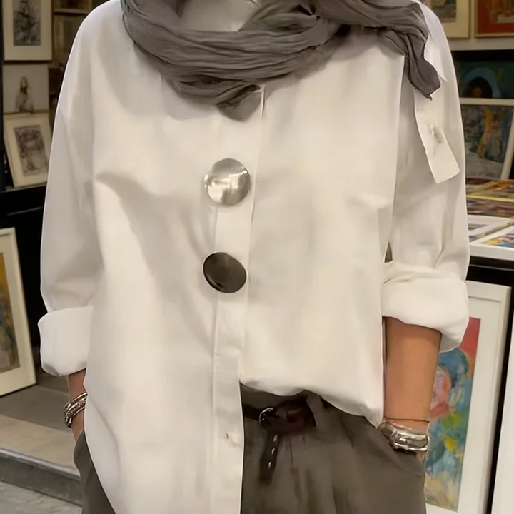 Cvijeta - Blusa Talla Grande Con Botones Metálicos Grandes